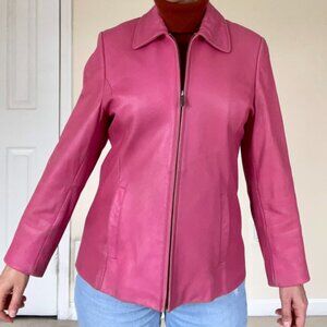 Liz Claiborne genuine leather pink jacket.  Size medium